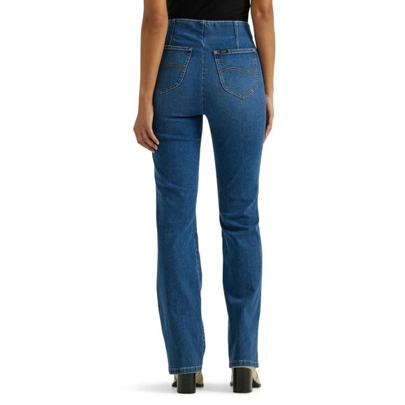 Lee Women's High Rise Pull-On Bootcut Pant, Size 16, High Rise,Fitted Fit, Blue - Picture 3 of 5